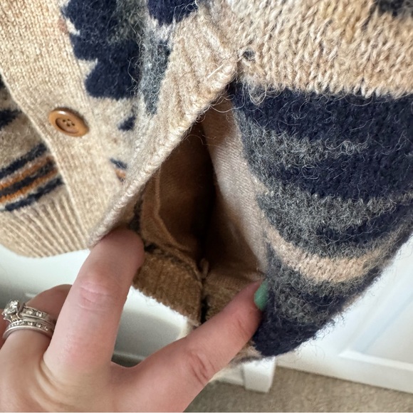 Ethan Pierce Brown Aztec Print Cardigan Size Large Wool Blend Grandpa Sweater - Picture 7 of 11